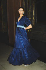 Midnight Blue Belted Gown