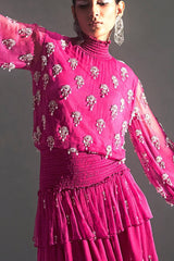 Pink Embellished High Neck Dress